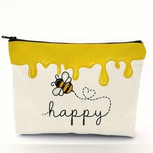 Be Happy Zippered Pouch For Cosmetics, Makeup, Travel Or Unique Gift.